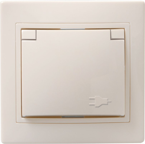 Розетка 1местн. с з/к с защ. штор. с крышкой 16А Кварта (кремовый) РСбш10-3-ККм