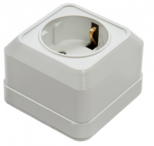 Розетка 1ая с з/к со шторками BOLLETO ASD белая накладная 7028х