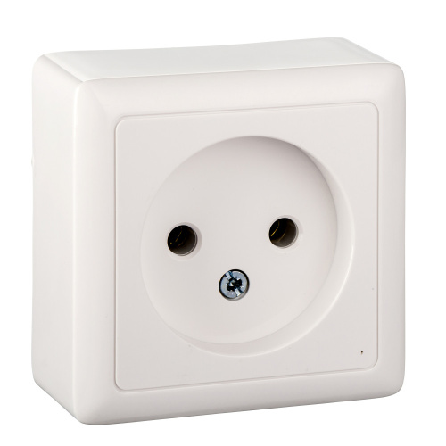 Розетка О/У без заземления без шторок ИЗОЛ.ПЛ 10А, 250В, БЕЛЫЙ ХИТ