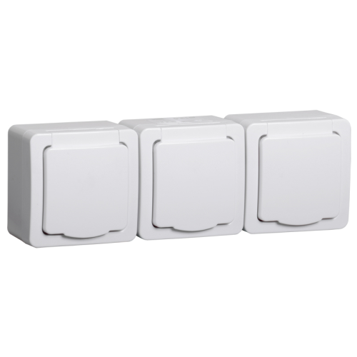 Розетка 3м с з/к о/у  IP54 (белый) ГЕРМЕС PLUS РСб23-3-ГПБб