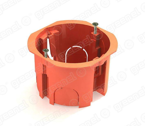 Коробка уст. D65x45 IP20 для скрытого монтажа в кирпичных стенах в комплекте с саморезами, с