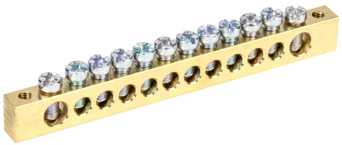 Шина PEN "земля-ноль" 8х12мм 12/2 (12групп/креп по краям)ИЭК