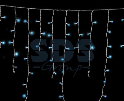 Гирлянда Айсикл (бахрома) светодиодный, 2.4 х 0,6 м,белый провод, 230 В, диоды синие 76 LED