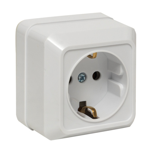 Розетка 1-местная 16А с заземлением белая Рим EKF