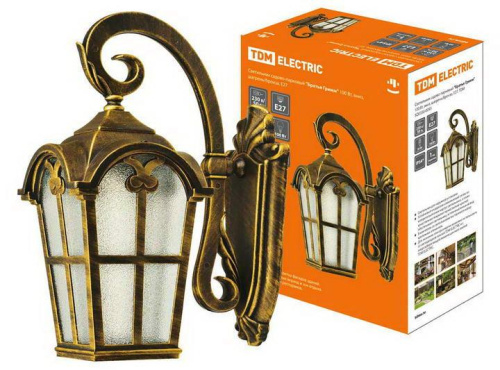 Светильник садово-парковый "Братья Гримм" 100 Вт, вниз, шагрень/бронза, Е27, TDM									