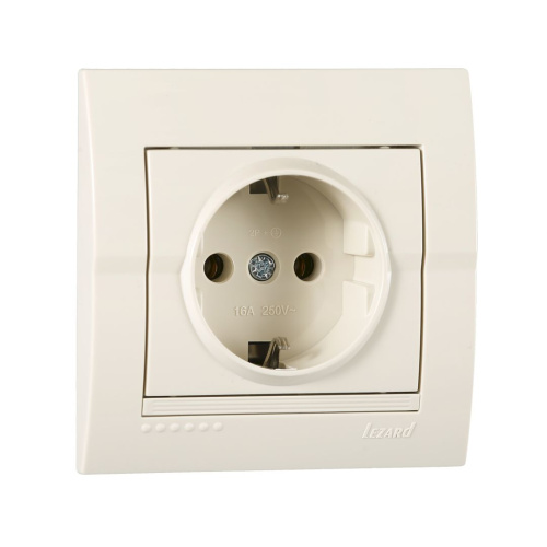 Розетка с/з керамика белый DERIY 