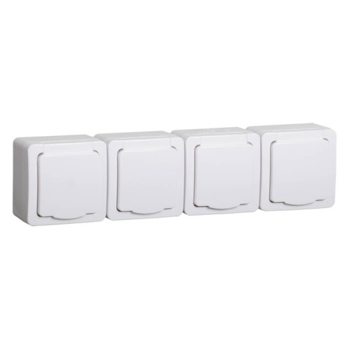 Розетка 4м с з/к о/у  IP54 (белый) ГЕРМЕС PLUS РСб24-3-ГПБб