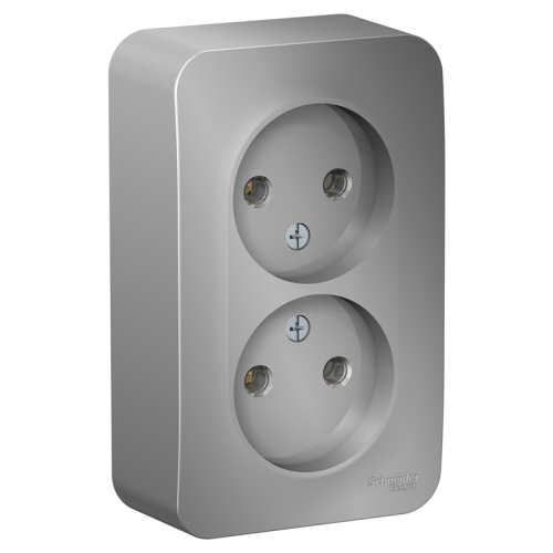 Розетка 2-м ОП Blanca 16А IP20 250В без заземл. без защ. шторок с изолир. пластиной алюм. SE 