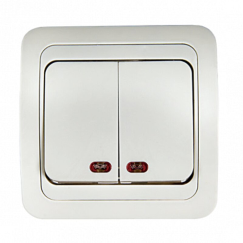 Выключатель 2кл с подсветкой CLASSICO ASD белый 2123