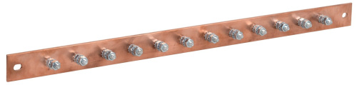 Шина заземления 483х25х3 медь ШМТ М1 12 точек подключения М6