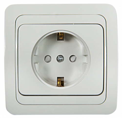 Розетка 1ая с з/к со шторками CLASSICO ASD белая 2028x