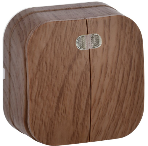 ВС20-2-1-ХД Выключатель двухклавишный с индикацией для открытой установки 10А GLORY дуб IEK