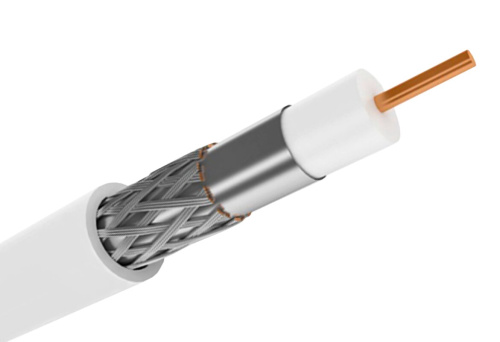 Кабель коаксиальный RG-6U, 75 Ом, CCS/AI/AI, 48% белый (бухта 100м) PROconnect