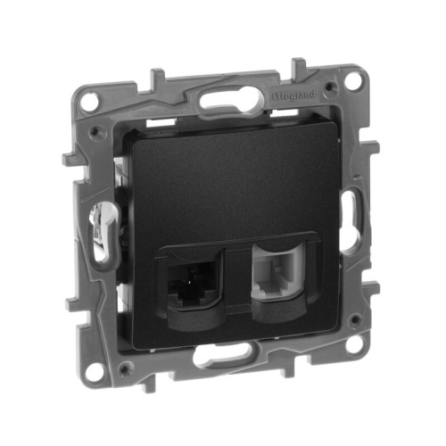 Розетка тел.+комп. (RJ11+RJ45) 5кат. UTP Антрацит Legrand Etika
