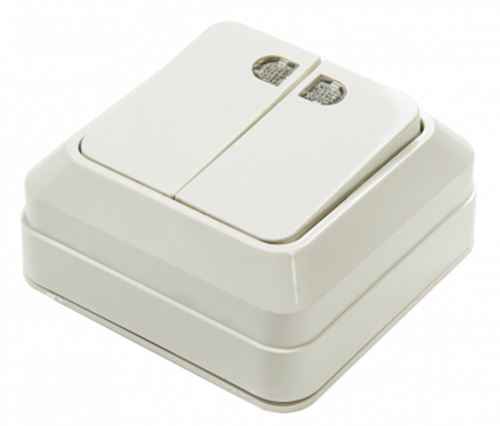 Выключатель 2кл с подсветкой BOLLETO ASD белый накладной 7123