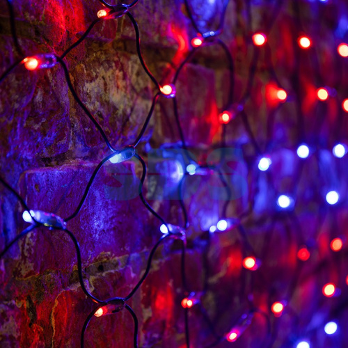 Гирлянда Сеть 2х1,5м, черный ПВХ, 288 LED Красные/Синие (контроллер в комплекте)