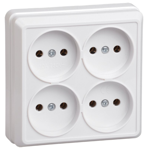 Розетка 4местн. без з/к 10А откр.уст. ОКТАВА (белый) РС24-2-ОБ 