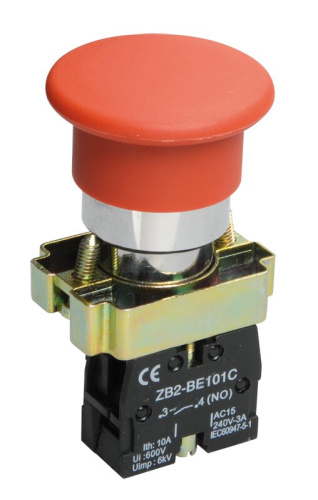 Кнопка управления LAY5-BC41"Грибок"  красная 1з ИЭК