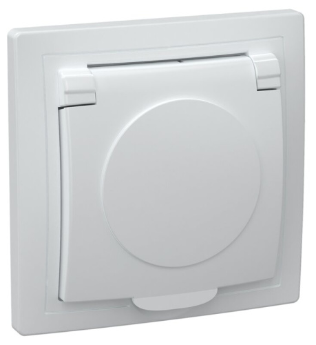 Розетка 1местн. с з/к с крышкой 16А КВАРТА (белый) РСб10-3-КБ 