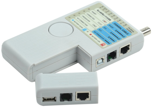 Тестер для витой пары 4в1 RJ45/RJ11/BNC/USB с элем. пит. ITK