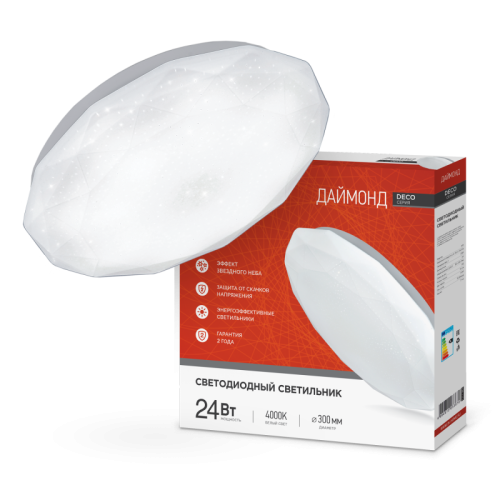 Светильник светодиодный DECO ДАЙМОНД 24Вт 230В 4000К 1560лм 300мм IN HOME 