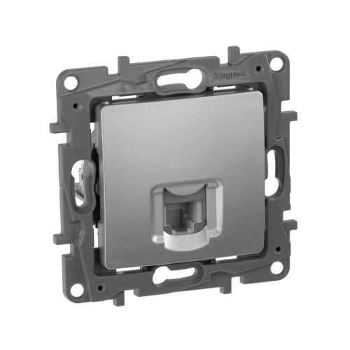 Розетка RJ11 одиночная Алюминий Legrand Etika