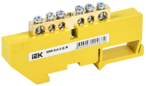 Шина PE "земля" на DIN-изол ШНИ-6х9-6-Д-Ж ИЭК