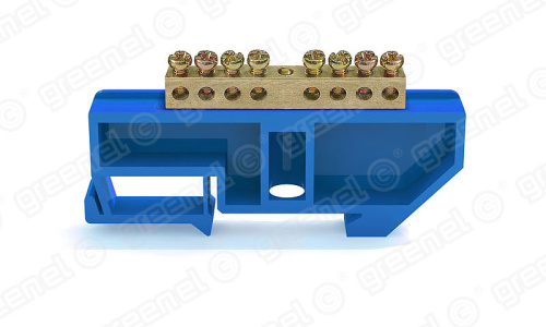 Шина 6х9 8 групп в сборе с изолятором на DIN-рейку 35 мм цвет синий
