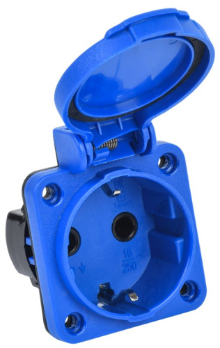 Розетка панельная SCHUKO РП12-3 IP54 синий MAGNUM IEK
