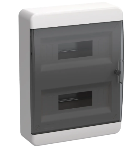 TEKFOR Корпус пластиковый ЩРН-П-24 IP41 черная прозрачная дверь IEK