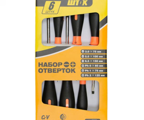 Набор отверток из 6 пред. картон ШТОК Оранжевая серия