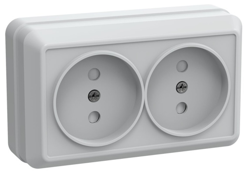 Розетка 2местн. без з/к с защ.штор.10А откр.уст. ОКТАВА (белый) РСш22-2-ОБ 