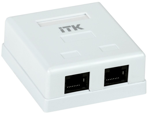 Настенная инф. розетка RJ45, кат.5Е UTP, 2-порта ITK