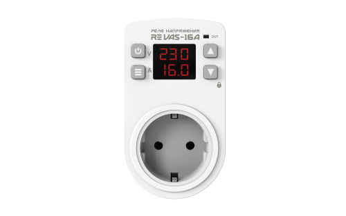 Реле напряжения розеточное с контролем тока RE VAS-16A
