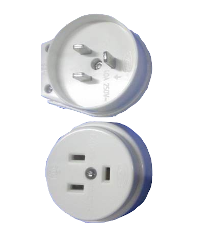 Штепсельный разъем с з/к РА40-У14/В40/У03 (3-х штырьк.) Житомир белый