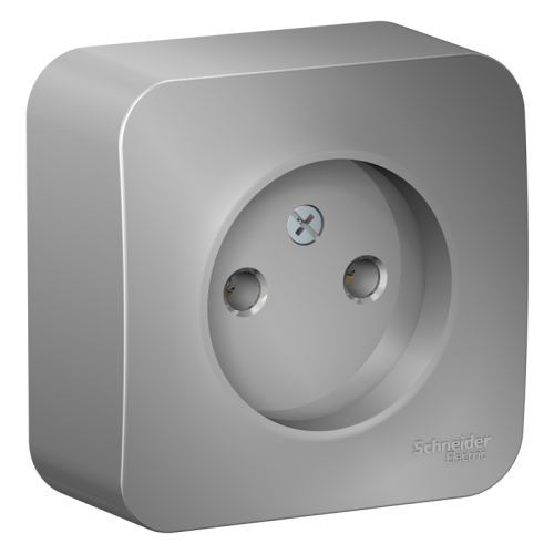 Розетка 1-м ОП Blanca 16А IP20 250В без заземл. без защ. шторок с изолир. пластиной алюм. SE 