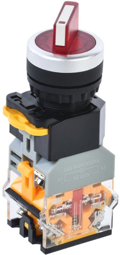 Переключатель D8-11XD2 на 2 положения 1з+1р с подсветкой красный IEK