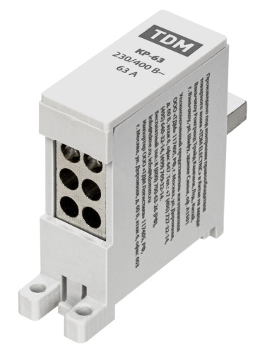 Клемма распределительная на DIN-рейку КР-63 1П 63А (6х10мм?) TDM