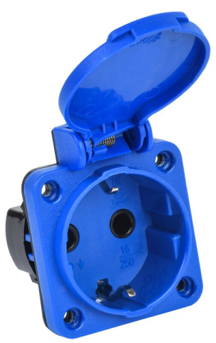 Розетка панельная SCHUKO РП11-3 IP44 синий MAGNUM IEK