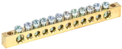 Шина PEN "земля-ноль" 6х9мм 12/2 (12групп/креп по краям) ИЭК