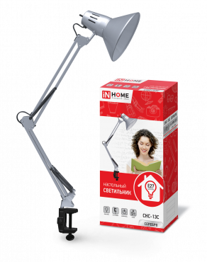 Светильник настольный под лампу СНС-13Ч на струбцине 60Вт E27 черный (коробка) IN HOME