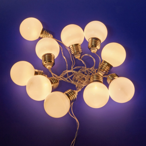 Гирлянда светодиодная «Лампочки», на батарейках 3AA (не в/к),  1,8м. 10 светодиодов. Теплый белый