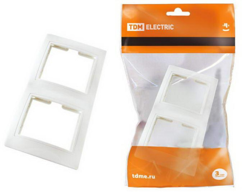 Рамка 2-х постовая вертикальная белая "Таймыр" TDM