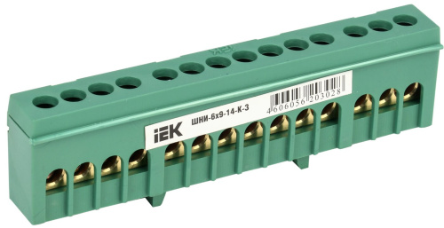Шина PE "земля" в корп изол на DIN-рейку ШНИ-6х9-14-К-З ИЭК