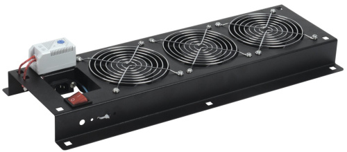 Вентиляторная панель с выключателем и термостатом 3 модуля черная ITK