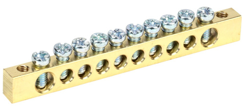 Шина PEN "земля-ноль" 6х9мм 10/2 (10групп/креп по краям) ИЭК