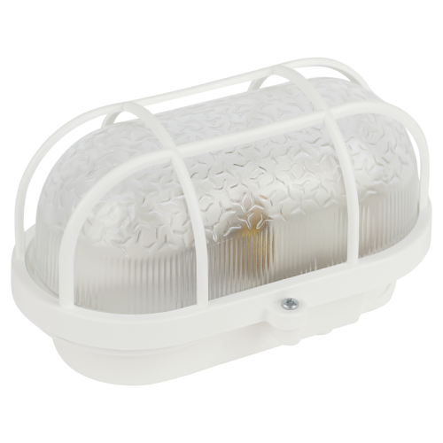 Светильник ЭРА НБП 01-60-002 с реш. Евро пластик/стекло IP53 E27 max60Вт овал бел 184х115х90