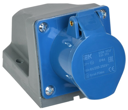Розетка стационарная ССИ-113 2Р+РЕ 16А 200-250В IP44 IEK