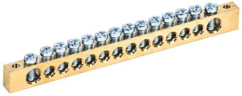 Шина PEN "земля-ноль" 8х12мм 14/2 (14групп/креп по краям)ИЭК